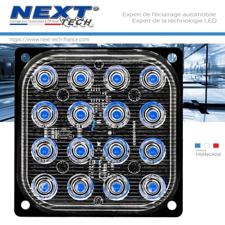 Feu de pénétration carré extra plat 12/24V 48W à 16 LED - Bleu Feu de pénétration carré extra plat 12/24V 48W à 16 LED - Bleu