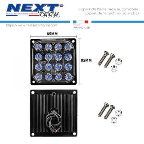 Feu de pénétration carré extra plat 12/24V 48W à 16 LED - Bleu Feu de pénétration carré extra plat 12/24V 48W à 16 LED - Bleu