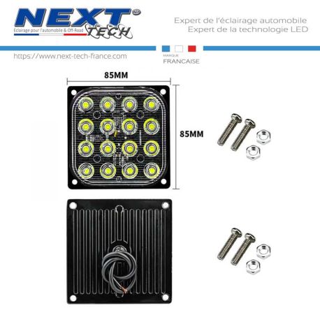Feu de pénétration carré extra plat 12/24V 48W à 16 LEDS - Blanc Feu de pénétration carré extra plat 12/24V 48W à 16 LEDS - Blanc
