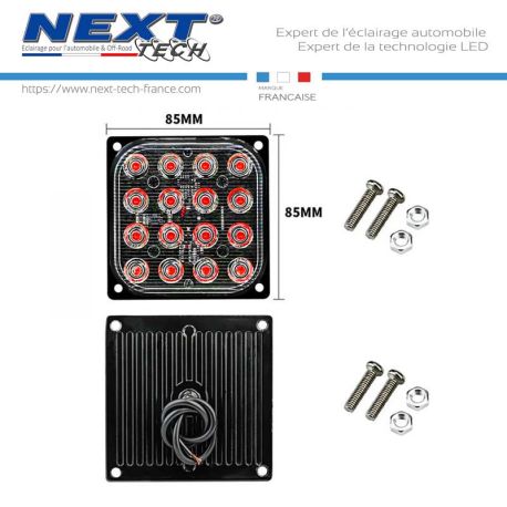 Feu de pénétration carré extra plat 12/24V 48W à 16 LEDS - Rouge Feu de pénétration carré extra plat 12/24V 48W à 16 LEDS - Rouge