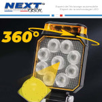 Feu de travail carré à LED 12V - 24V avec gyrophare orange intégré