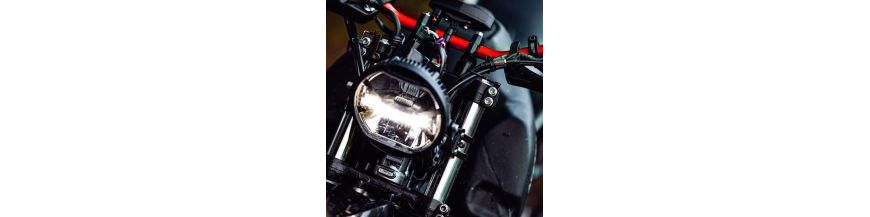 Optiques avant et Phares avant ronds à LED puissants pour Moto