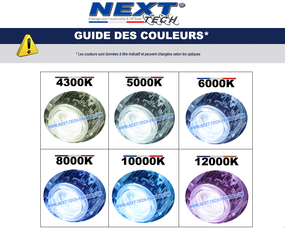 Guide des couleurs xénon Next-Tech