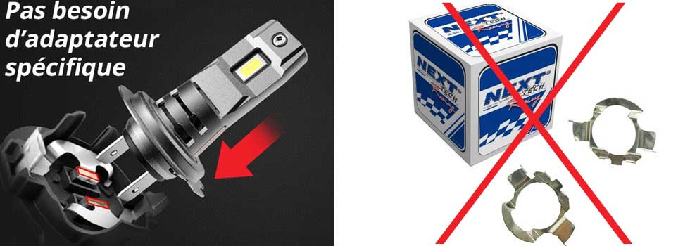 Cette technologie ne demande aucun adapteur pour l'installation des ampoules LED
                      
