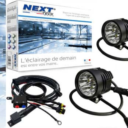 Phares-led-additionnels-moto-longue-portee-avec-strobscope-flash-next-tech-xp4
				                    