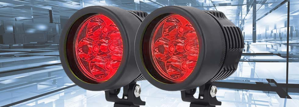 Phares LED XP4 avec caches rouge de protection 60mm