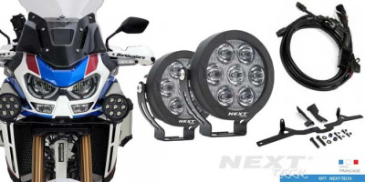 kit-de-feux-led-longue-portée XP7-Next-tech-pour-moto-honda-africa-twin-avec-faisceau-complet-et-support-de-fixation