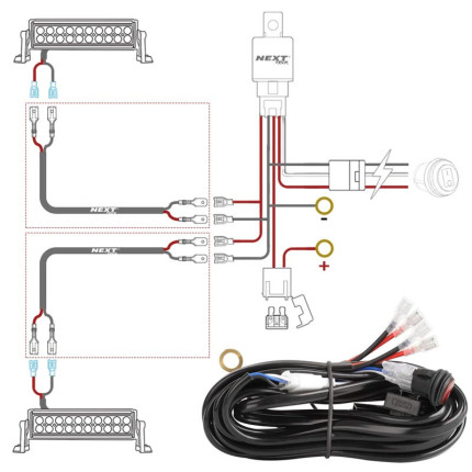 faisceau-de-cable-double-sorties-avec-relais-40A-pour-feux-LED-et-rampe-LED
				                    